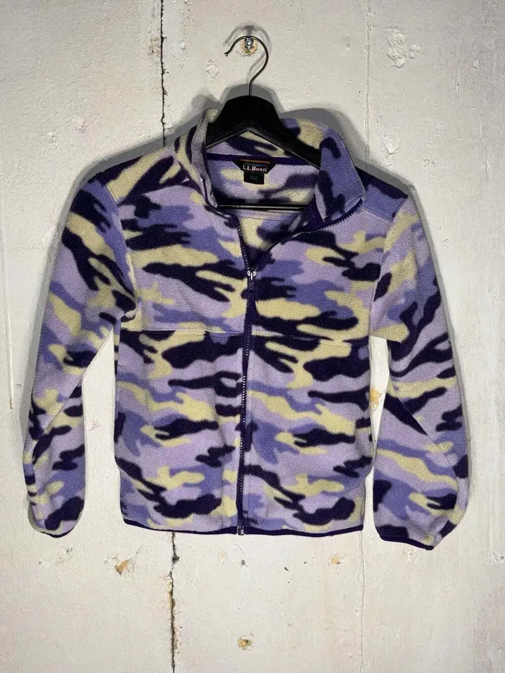 L.L.Bean Youth Girls Purple Camo Full Zip Fleece Jacket Size Small 8